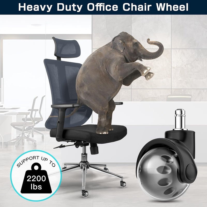 Omyoffice Office Chair Replacement Wheel - Quiet & Smooth Gliding - 2 Inch Heavy Duty Rolling Chair Casters Supports 2000 Lbs,Desk Chair Wheels Universal Fit,Safe For All Floor Or Carpet Set Of 5 (Premium Gray) - Image 5